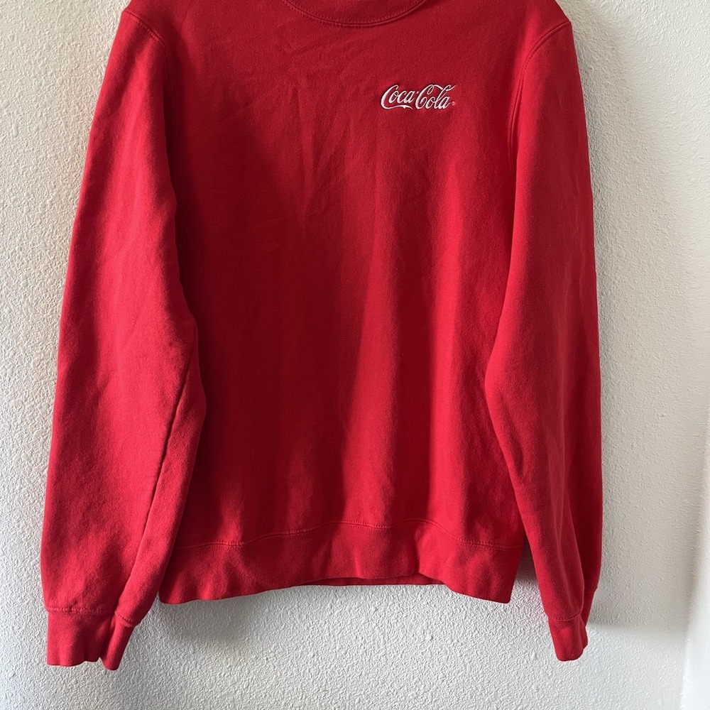 Coca Cola Sweatshirt Size Small Red Embroidered Crewneck Classic Coke Holiday - Picture 8 of 13